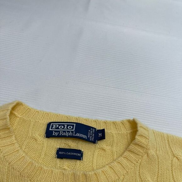 Polo By Ralph Lauren VTG 100% Cashmere Yellow Sweater Size Medium - Picture 2 of 7